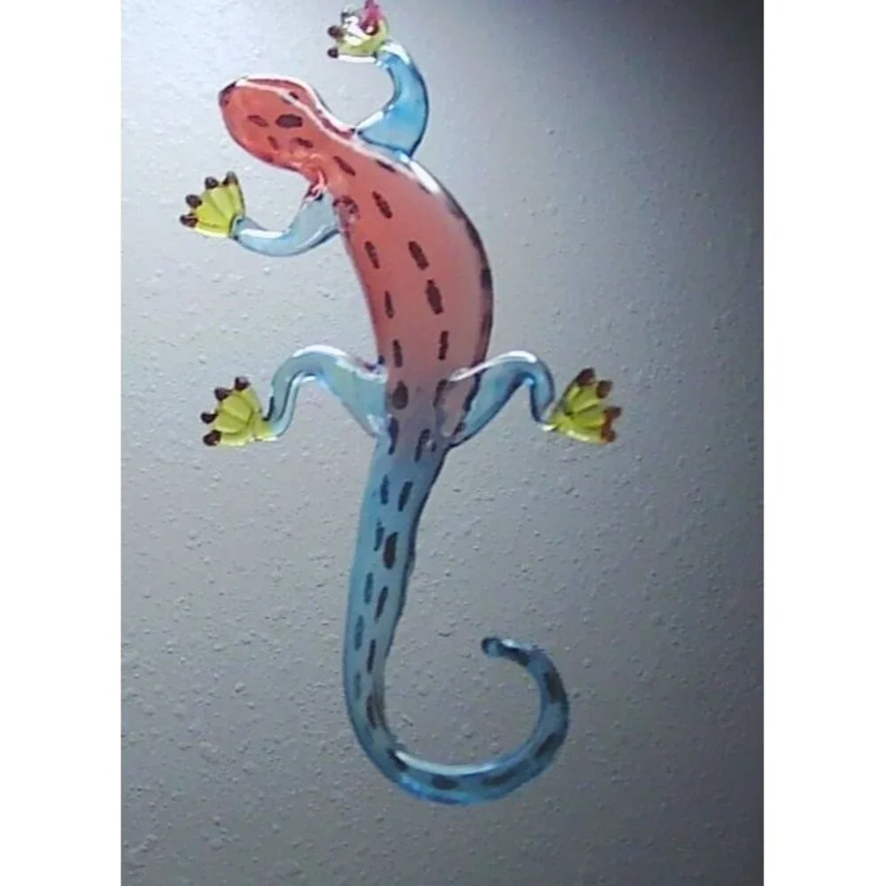 Pier 1 Blown Glass Gecko Christmas Ornament 6.5